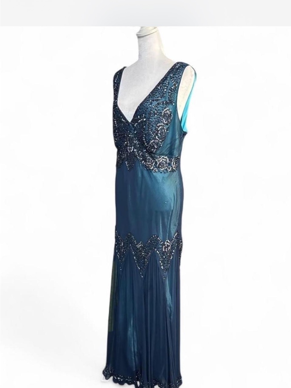 Adrianna Papell silk and beaded 20s style formal dress - Picture 5 of 9
